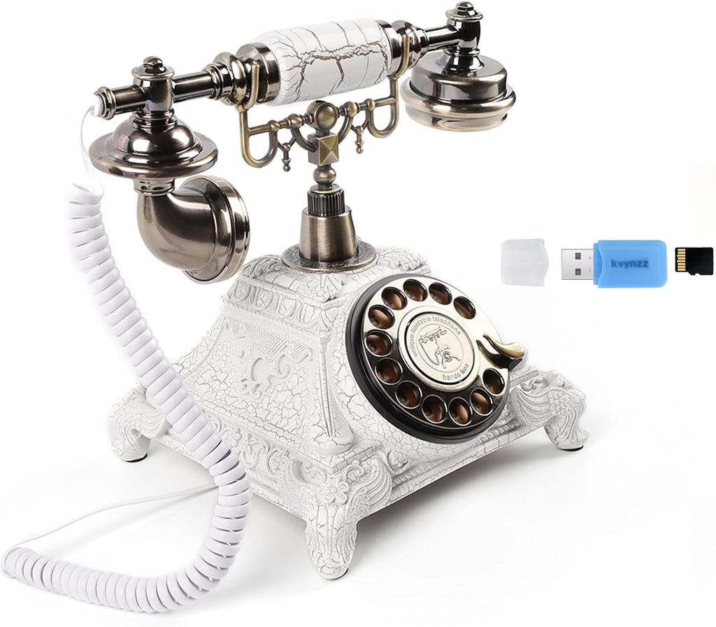 Audio GuestBook Telephone with Classic Retro Craftsmanship for Confessional Wedding Birthday Party Special Events (White)