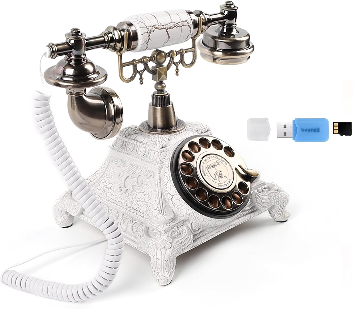 Audio GuestBook Telephone with Classic Retro Craftsmanship for Confessional Wedding Birthday Party Special Events (White)