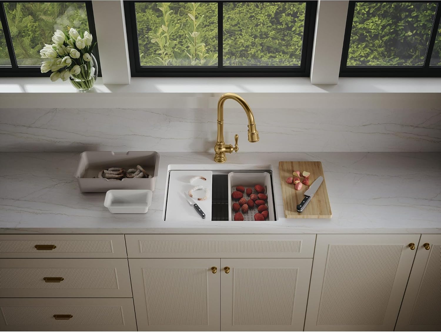 Kohler 33659-PC-NA Strive® 23' undermount single-bowl workstation kitchen sink, Stainless Steel