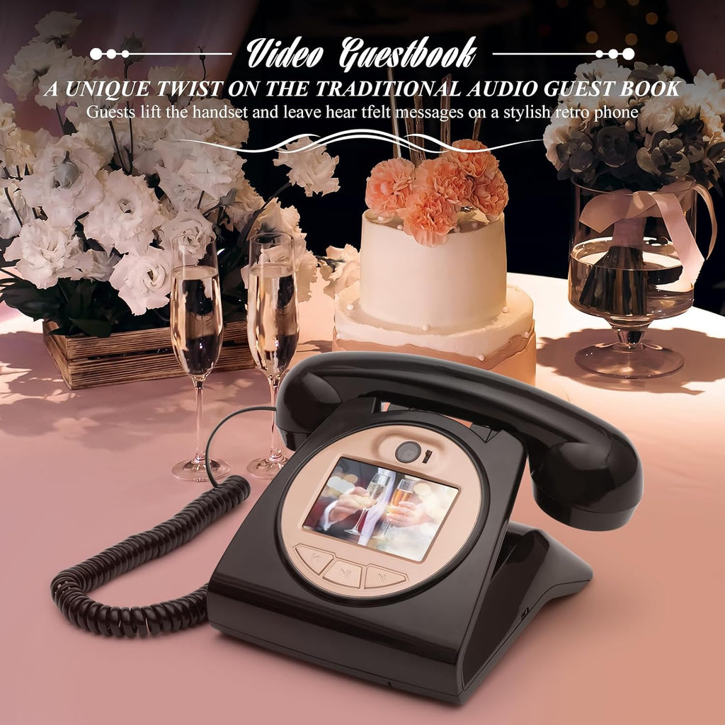 UKBW Video Audio Guest Book Wedding Phone, 1080P HD Video Audio Phone Guestbook, Preserve Your Special Occasions, Ideal for Wedding Bridal Shower, Birthday, Graduations, Baby Shower(Black)