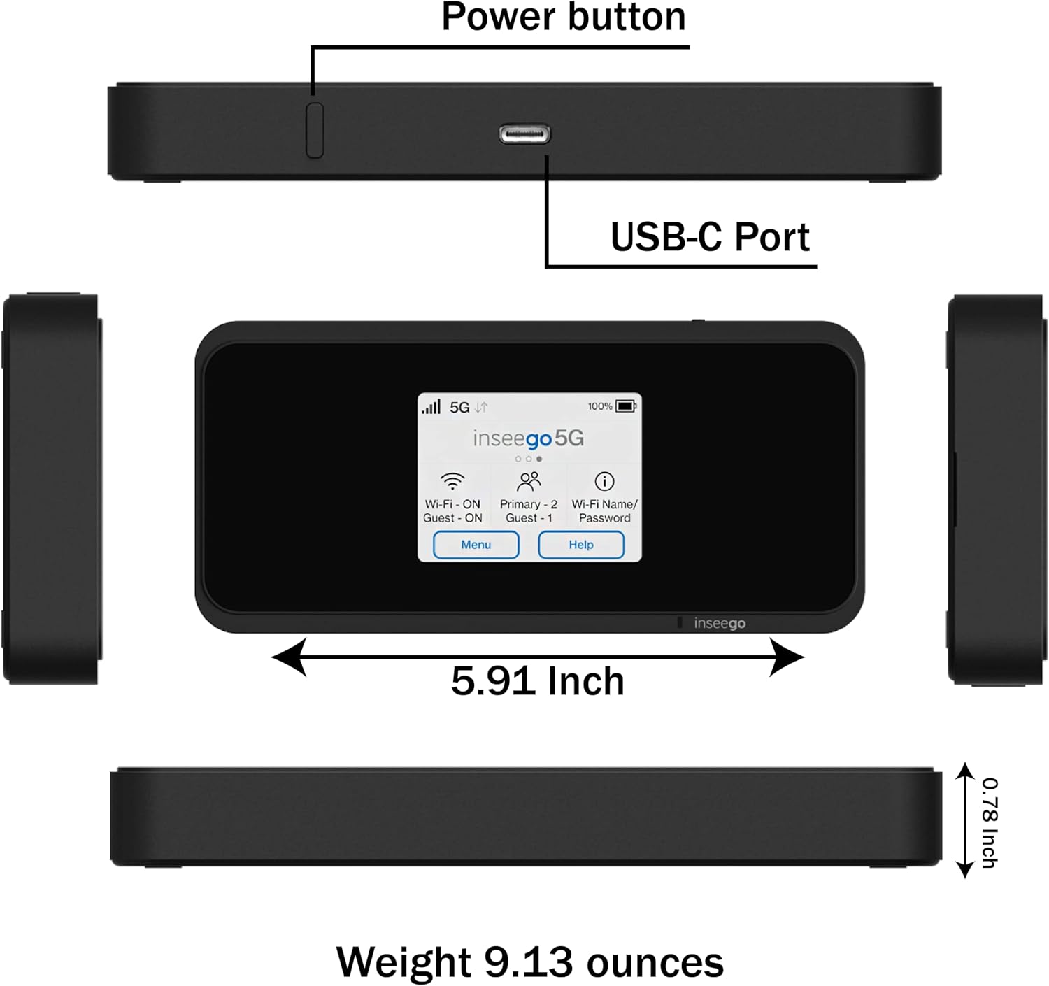 Inseego 5G MiFi M2000 Mobile Hotspot, T-Mobile Unlocked – Portable 5G Wi-Fi Router with 5050 mAh Battery, 5G & Wi-Fi 6 Speeds up to 2.7 Gbps, Connects Up to 30 Devices, EVDO-Link Bundle (Budget)