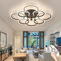 LED Ceiling Light, 8-Ring Modern Flush Mount Fixture, 145W Dimmable 3000K–6500K, Black Ceiling Light with Remote for Living Room Bedroom Kitchen (35.4')