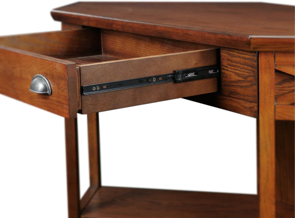 Leick Home 82431 Corner Computer Writing Desk with Drop Front Keyboard Drawer, Oak