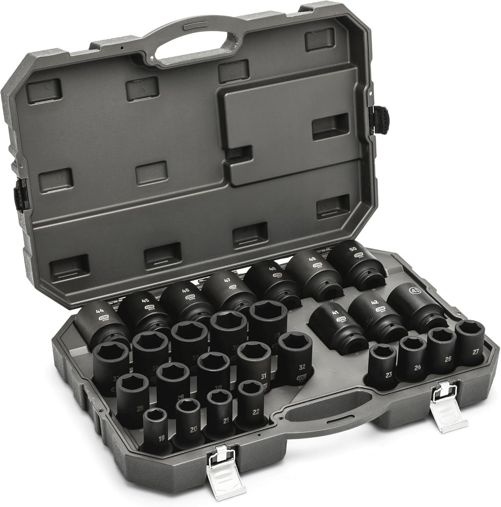 GEARWRENCH 28 Piece 3/4' Drive 6 Point Deep Metric Impact Socket Set | 19mm-50mm | 84033