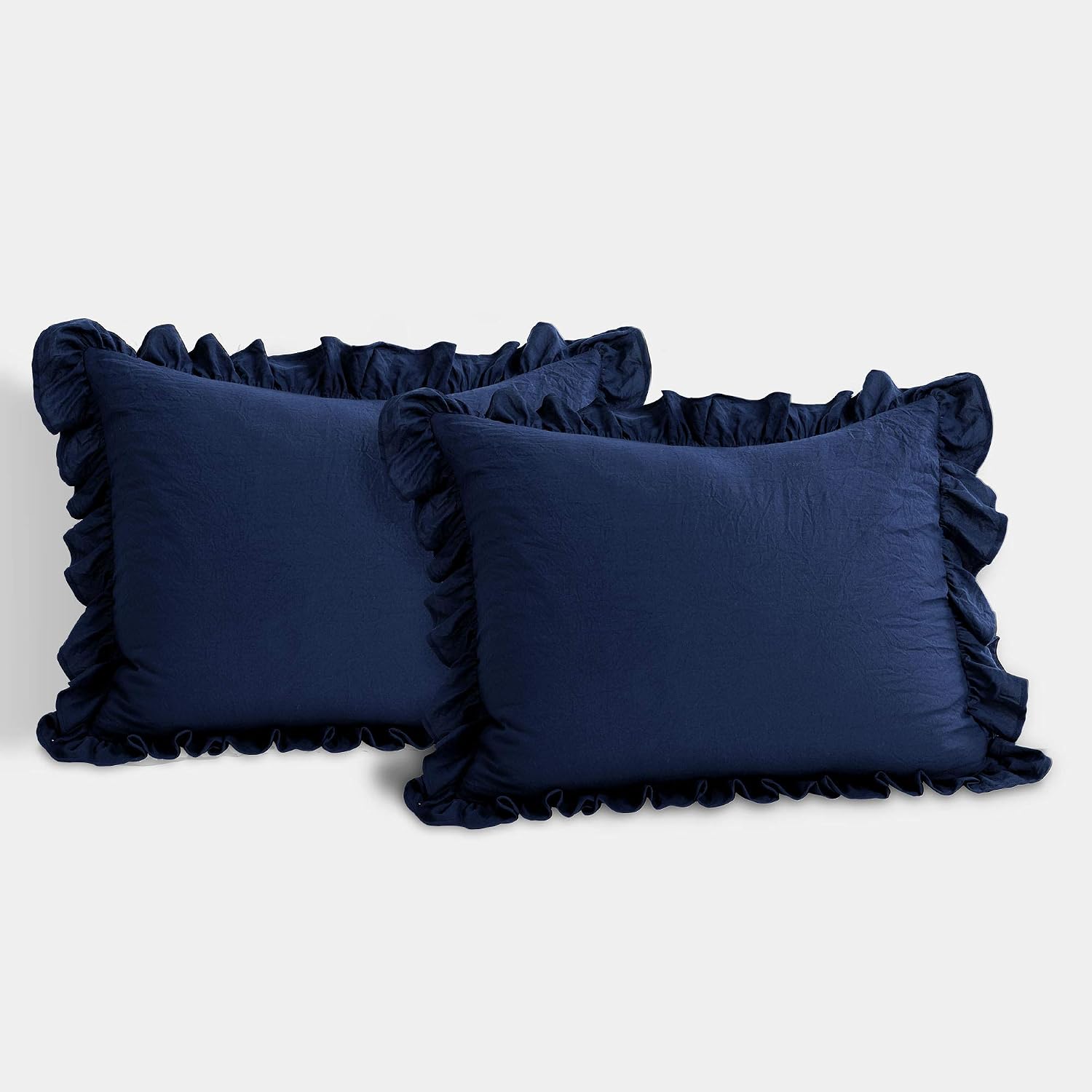 Lush Decor Reyna Ruffle Comforter Set, King, Navy, 3 Piece Cozy Bedding Set
