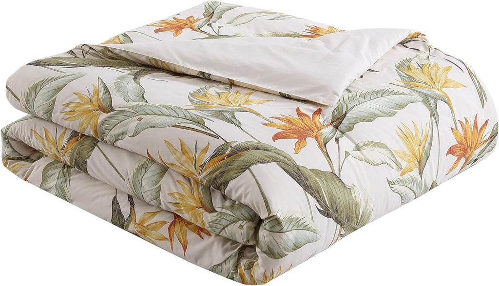 Tommy Bahama - King Comforter Set, Soft Woven Bedding with Matching Pillowcases & Bonus Throw Pillows, Medium Weight for Year Round Comfort, 5 Piece Bed Set (Birds of Paradise Off-White)