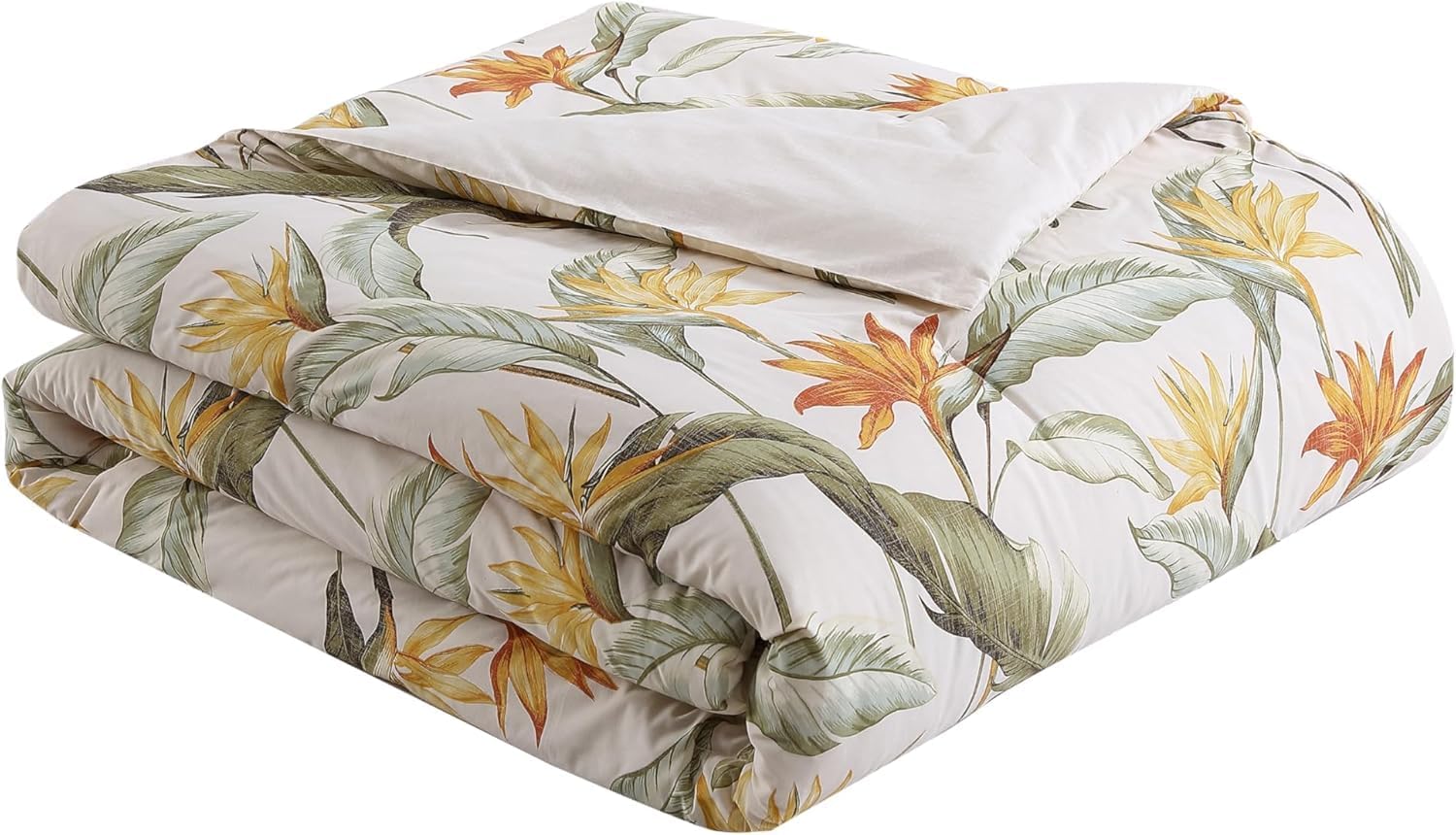 Tommy Bahama - King Comforter Set, Soft Woven Bedding with Matching Pillowcases & Bonus Throw Pillows, Medium Weight for Year Round Comfort, 5 Piece Bed Set (Birds of Paradise Off-White)