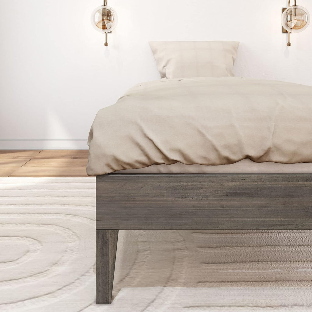 Plank+Beam Solid Wood Platform Bed Frame, Strong Wood Slat Support, No Box Spring Needed, Easy Assembly, Driftwood, Twin