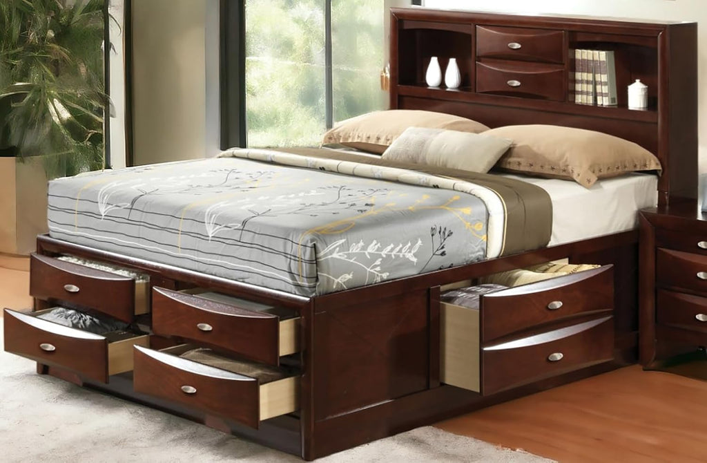 Acme Ireland Full Wood Platform Bed with Storage Drawers in Espresso