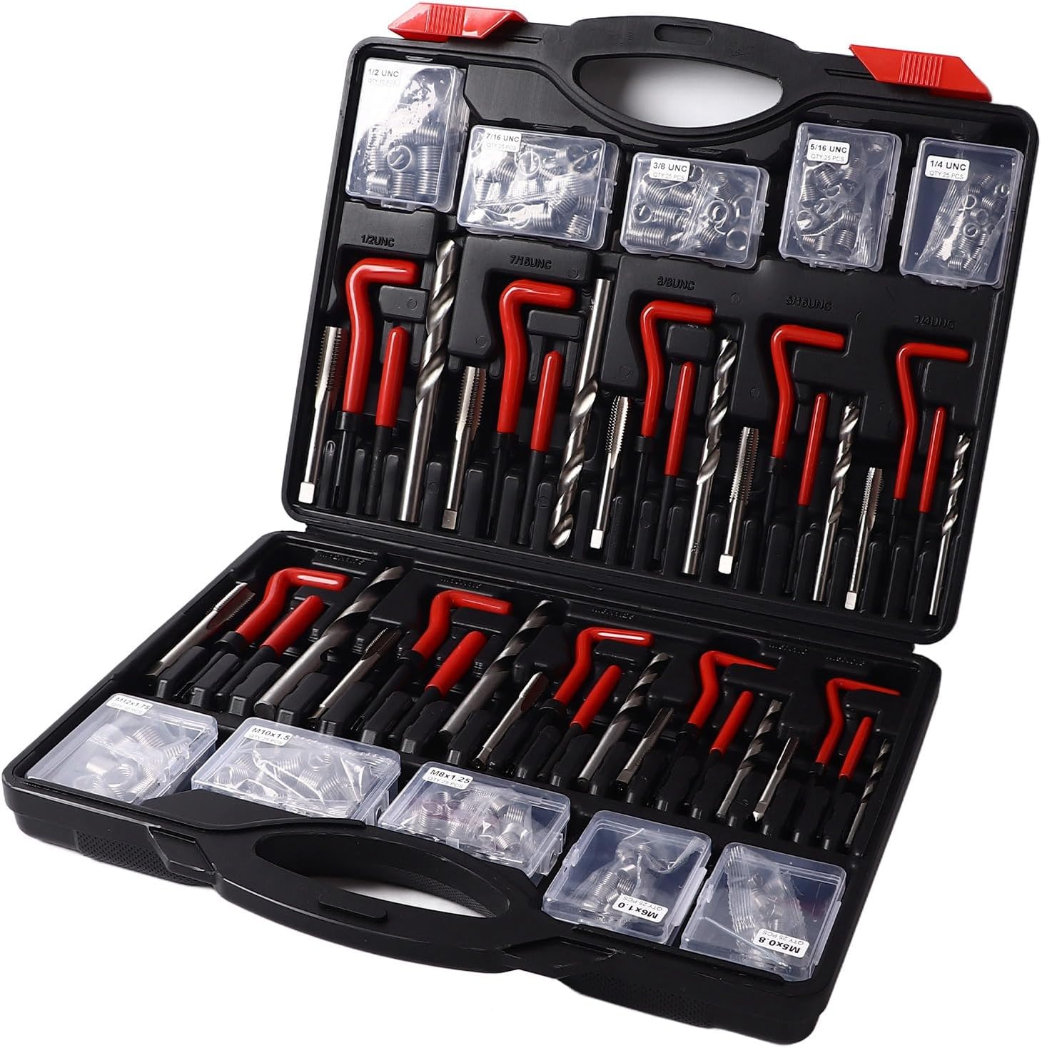 Thread Insert Tapping Tool, 261 Pcs Metal Frame Twist Drill Bit Screw Thread Repair Kit Labor Saving Uniform Force for Components