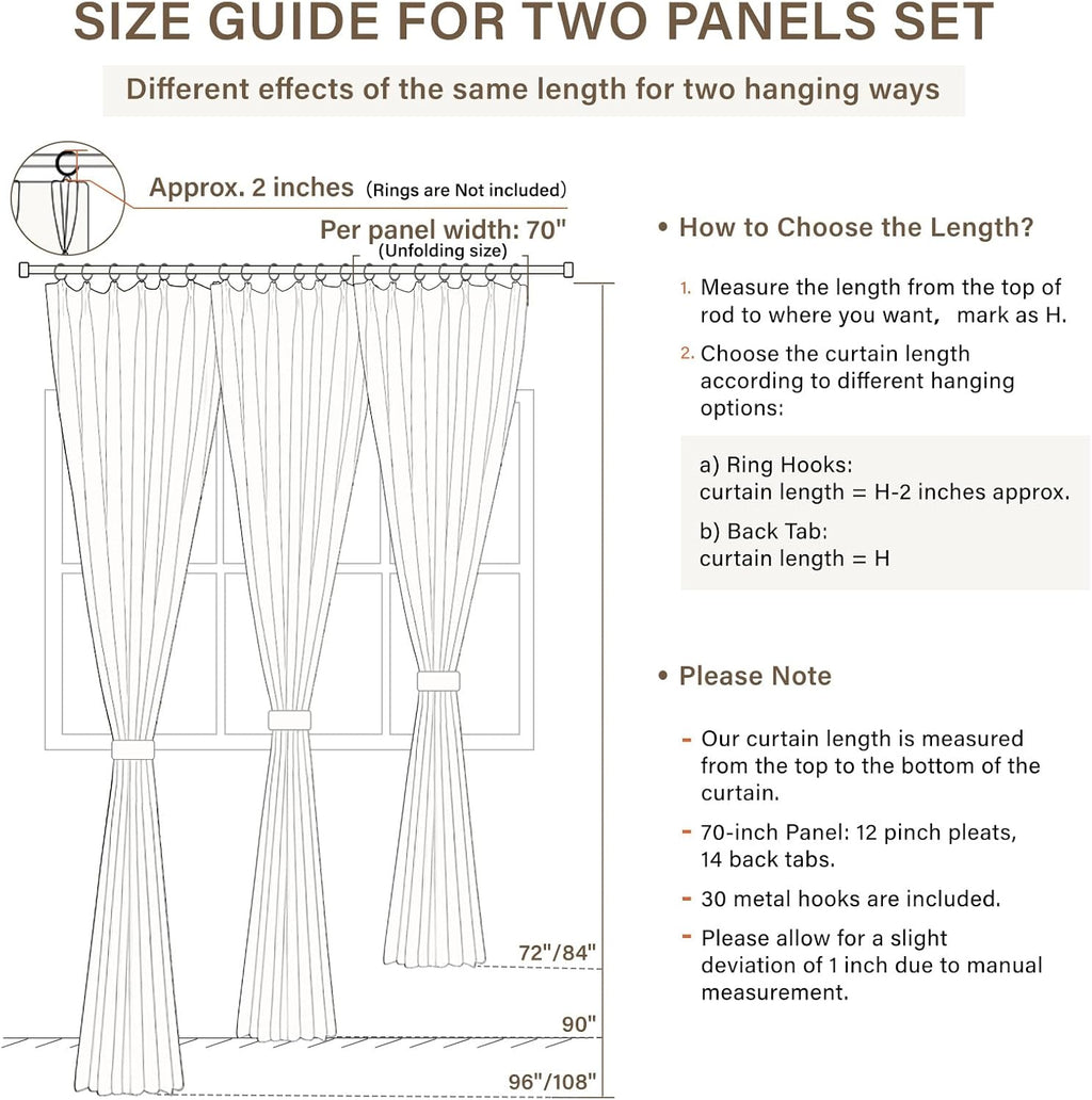 CAPALOCA Pinch Pleated Curtains Blackout, Linen Blackout Curtains 84 inches Long 2 Panels Set for Bedroom, Thermal Insulated Pinch Pleated Drapes for Living Room, 70' W x 84' L (Pack of 2), Natural
