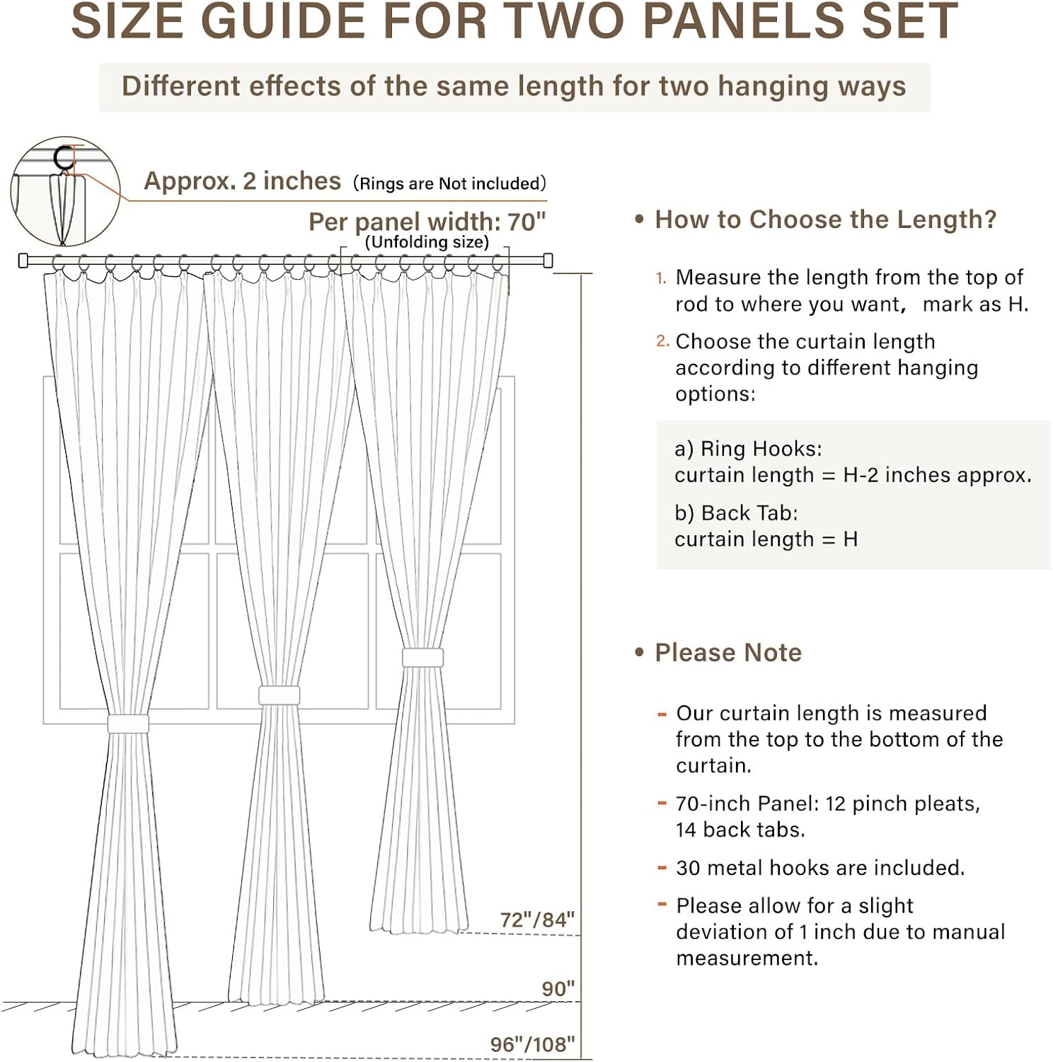 CAPALOCA Pinch Pleated Curtains Blackout, Linen Blackout Curtains 96 inches Long 2 Panels Set for Bedroom, Thermal Insulated Pinch Pleated Drapes for Living Room, 70' W x 96' L (Pack of 2), Natural