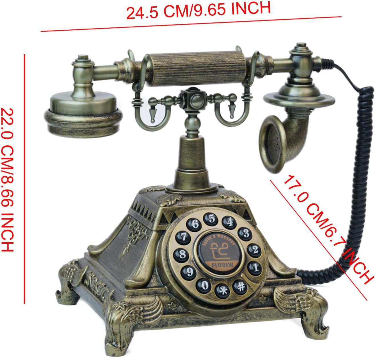 Audio Guest Book Wedding Phone,Audio Guestbook Phone Vintage Style Audio Message Voicemail for Graduation Retirement Party Birthdays Baby Shower Special Occasions (Bronze)