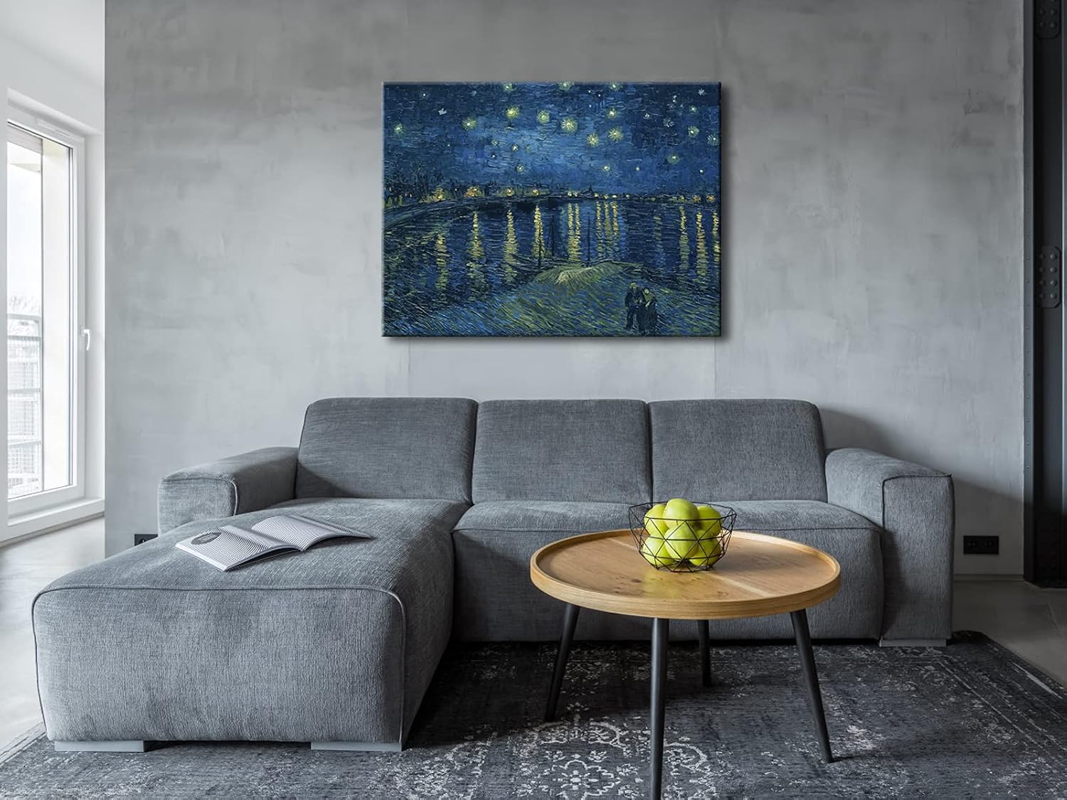 Wieco Art Starry Night Over the Rhone Canvas Prints Wall Art by Van Gogh Famous Oil Paintings Reproduction Extra Large Modern Gallery Wrapped Giclee Artwork Seascape Pictures for Bedroom Home Decor