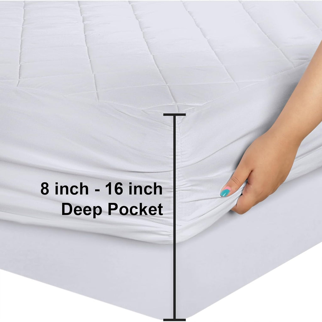 Utopia Bedding Quilted Fitted Mattress Pad, Twin Size, Elastic Fitted Mattress Topper Protector and Cover Stretches up to 16 Inches Deep, Machine Washable (White, Pack of 10)