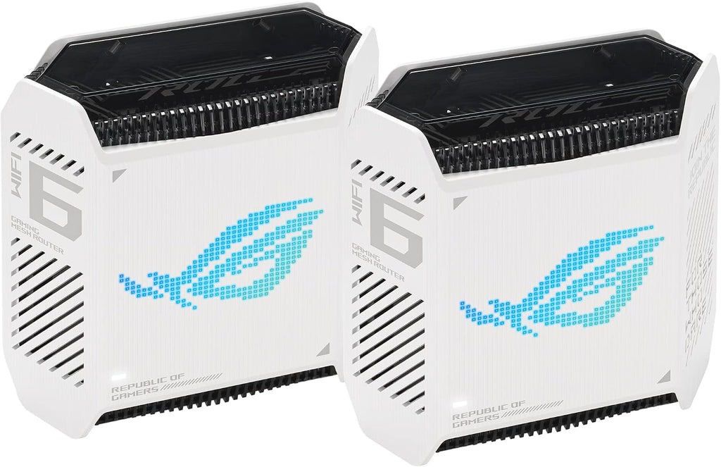 ASUS ROG Rapture GT6 (2PK) Tri-Band WiFi 6 Gaming Mesh WiFi System, Covers up to 5,800 sq ft, 2.5 Gbps Port, Triple-Level Game Acceleration, UNII 4, Free Lifetime Internet Security, Moonlight White