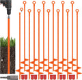 Lasnten 12 Pcs 30 Inch Long Spiral Ground Anchor Heavy Duty Blade Earth Anchor Kit Metal Anchors Hook Beach Sand Stakes Camping for Securing Animals, Shelters, Tents, Canopies (Orange)