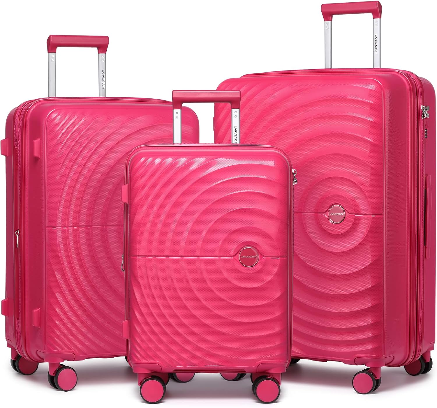 LARVENDER Luggage Sets, Suitcase Set 3 Piece Expandable Luggage PP Lightweight Large Suitcases with Wheels for Women (28/24/20inch, Rose Red)