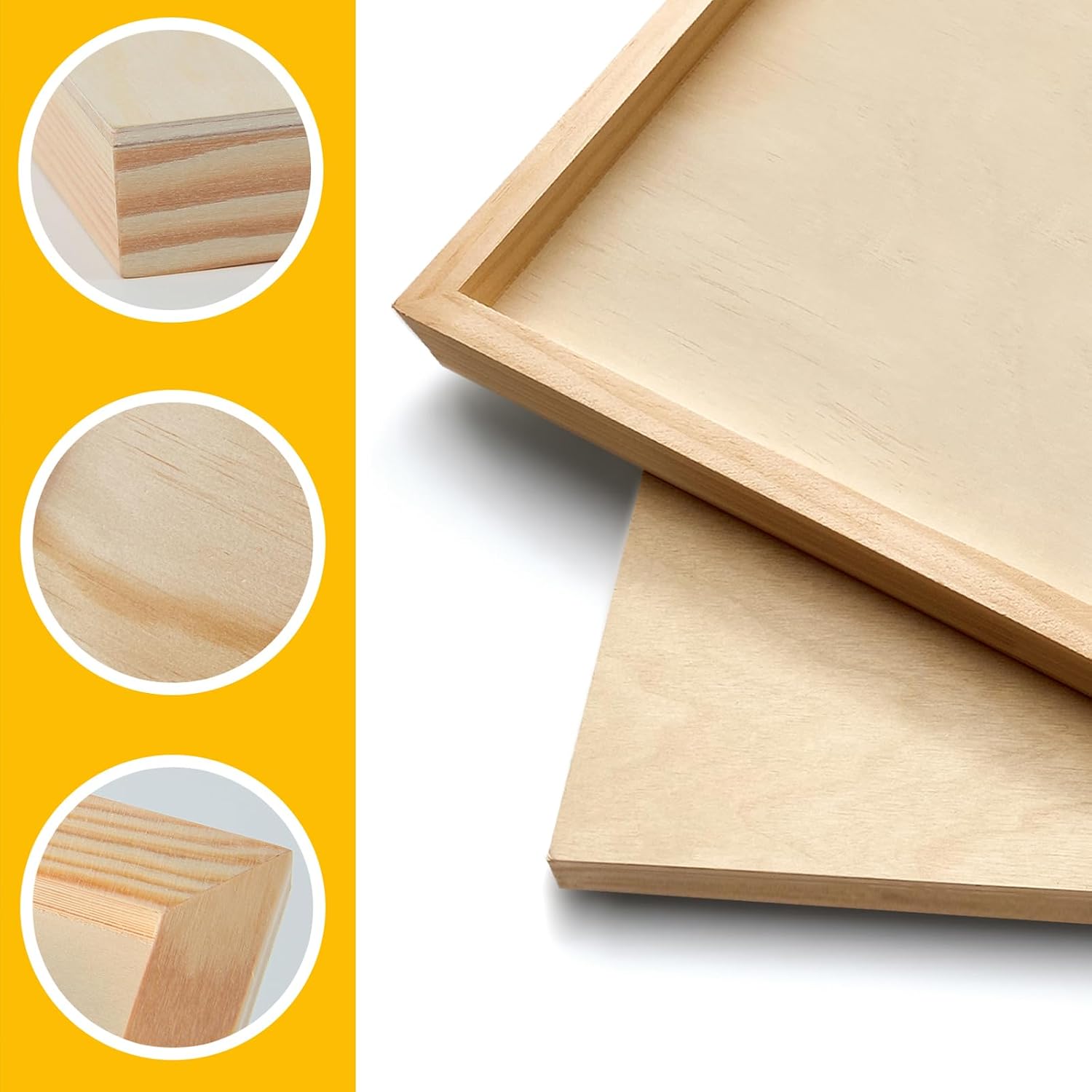 2 Pack Unfinished Wooden Canvas Panels, 30x30 Gallery Birch Wood Panels Kit, 1 1/2' Deep Art Cradle Boards for Acrylic Painting, Pouring and Burning