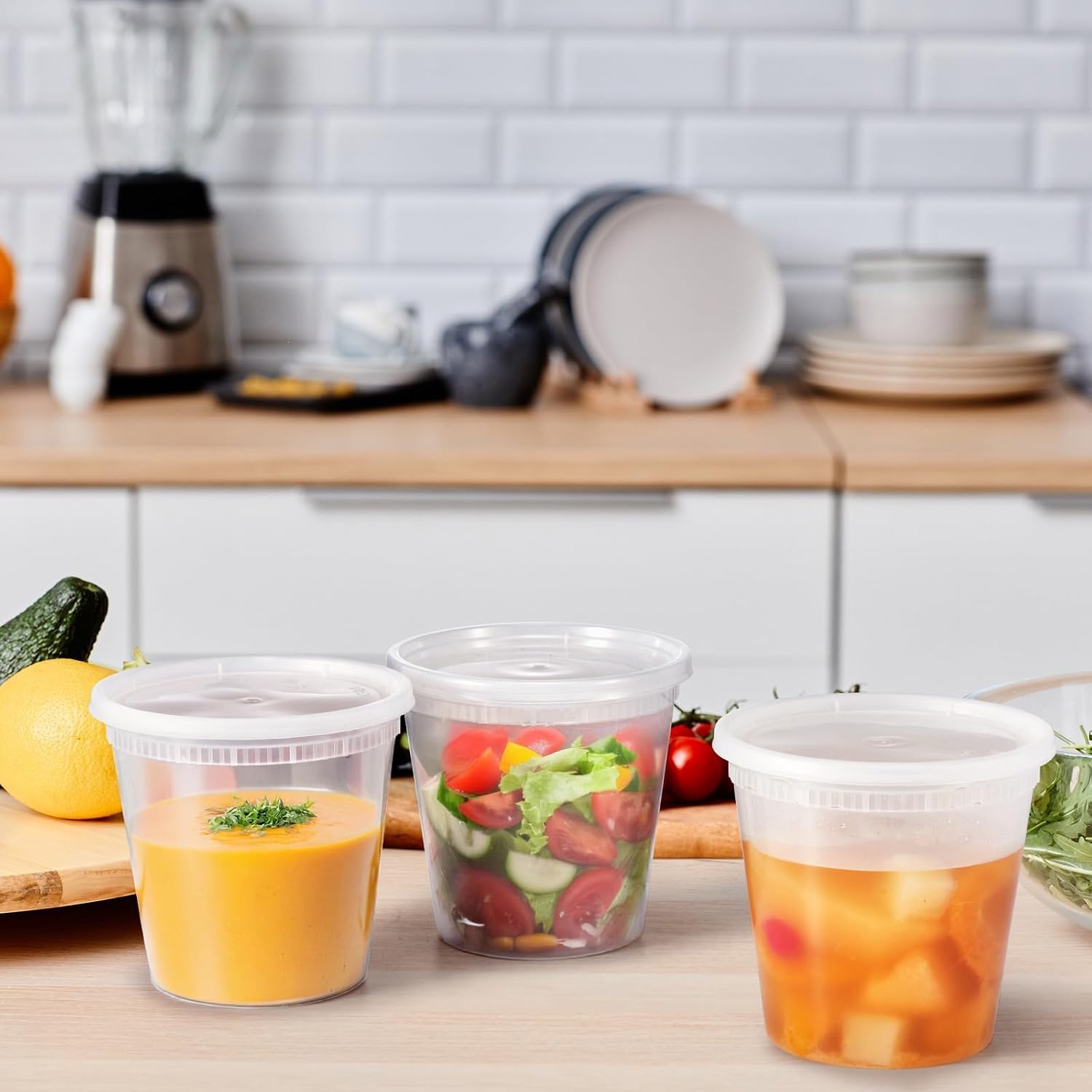 Glotoch Express 24oz Soup and Meal Prep Containers with Lids, Durable BPA-Free Plastic, Stackable Design, Microwave/Freezer/Dishwasher Safe, 240 Pack