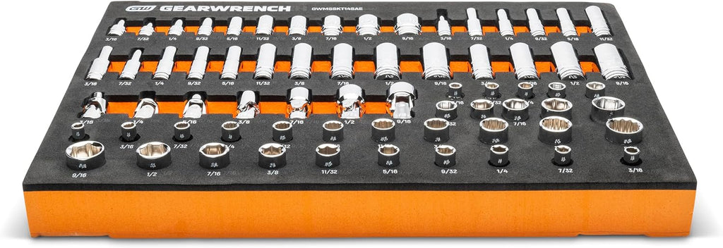 GEARWRENCH 68 Piece 1/4' Drive Master SAE Socket Set in Foam Storage Tray - GWMSSKT14SAE