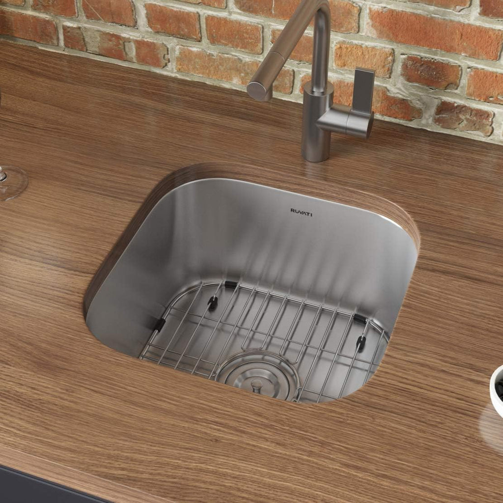 Ruvati 16 x 16 Inch RVM4138 Undermount Bar Sink - 16 Gauge Stainless Steel Kitchen Sink Single Bowl with Brushed Finish hides scratches, Easy-to-Clean Undermount kitchen Sink