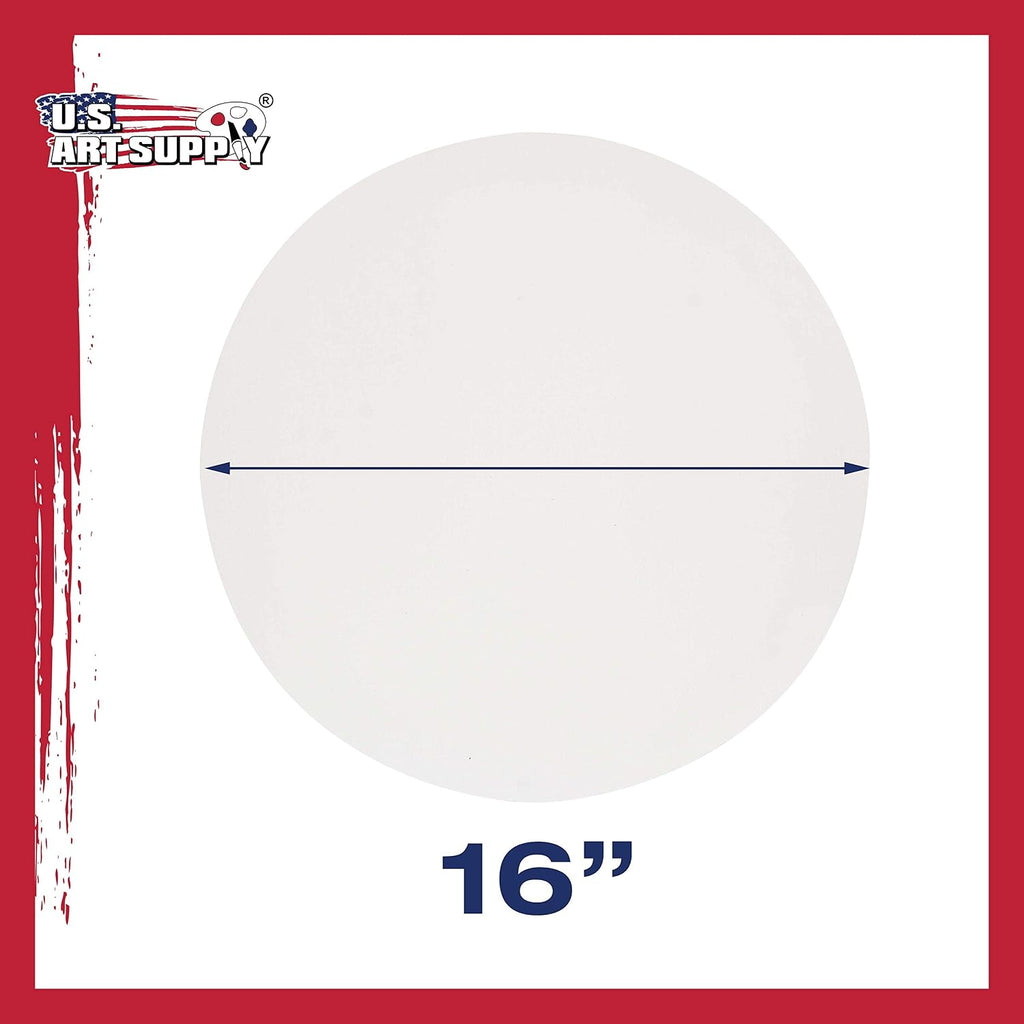 U.S. Art Supply 16 Inch Diameter Round 12 Ounce Primed Gesso Professional Quality Acid-Free Stretched Canvas (Pack of 2)
