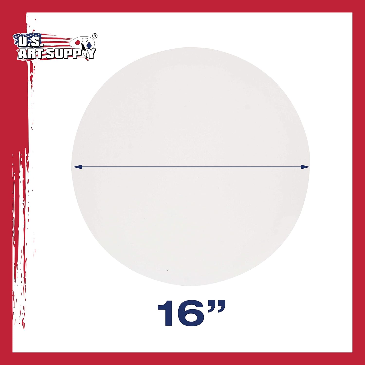 U.S. Art Supply 16 Inch Diameter Round 12 Ounce Primed Gesso Professional Quality Acid-Free Stretched Canvas (Pack of 2)