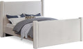 Meridian Furniture B1298Cream-Q Elias Collection Modern | Contemporary Queen Bed with Soft Cream Velvet, Solid Wood Inner Frame, 73.5' W x 88.5' D x 52' H, Cream, Queen