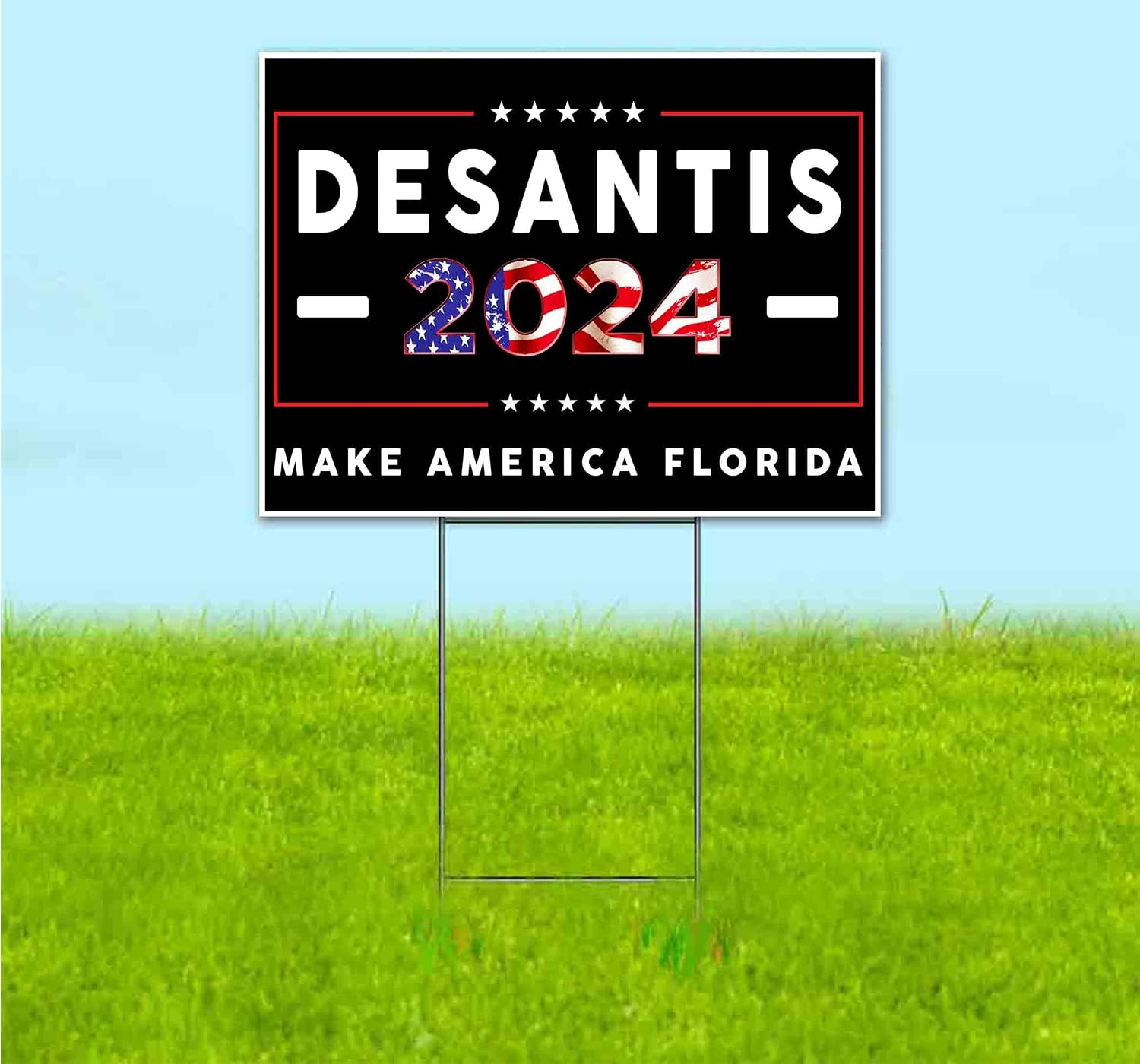 Desantis 2024 (18' x 24') Yard Sign, Quantity Discounts, Multi-Packs, Includes Metal Step Stake, Bandit, New, Advertising, USA | Election, Political, Republican, President, Vote