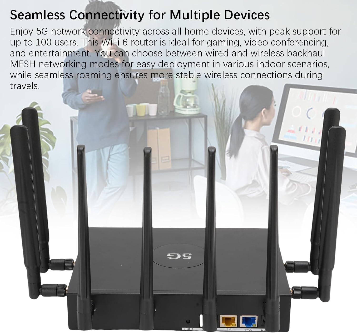 EBTOOLS WiFi 6 CPE Router, 5G NR SA NSA Modem 4.67Gbps Ultra Fast Speed, 4x4 MU MIMO OFDMA Technology for 100 Devices, with SIM Card Slot WAN LAN Ports, for Gaming Video Conferencing (US)