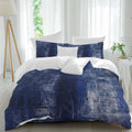 Prime Leader Navy Blue Duvet Cover Set Queen Size 4 Pieces Abstract Art Graffiti Paint Style Bedding Set with Zipper Closure, 1 Comforter Cover 92x106 Inches 1 Flat Sheet & 2 Pillow Cases