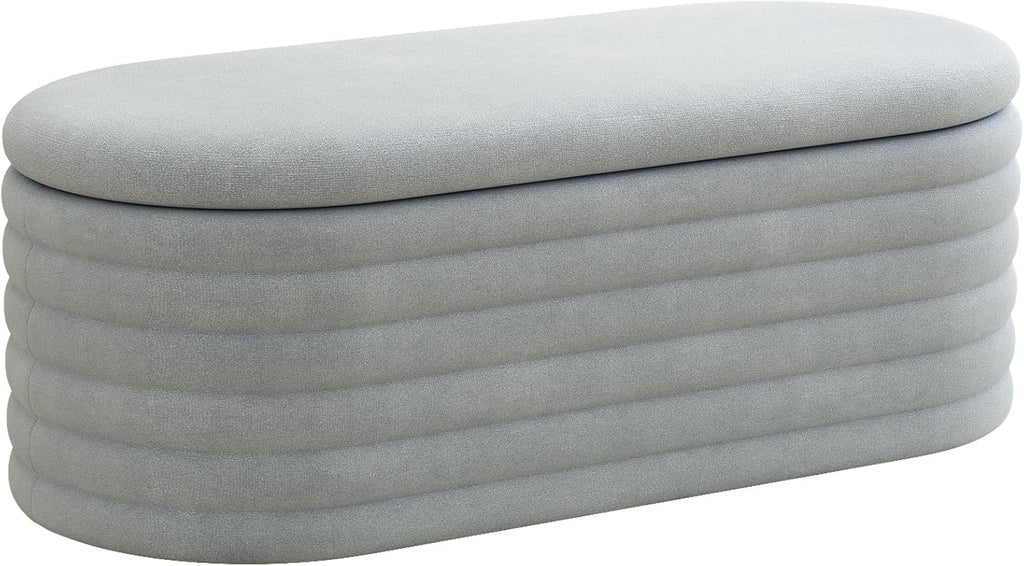 Storage Ottoman Bench 40 inch Upholstered Chenille Fabric Storage Bench for Bedroom End of Bed Stool Aesthetic Large Storag Ottoman for Living Room Entryway,Light Grey