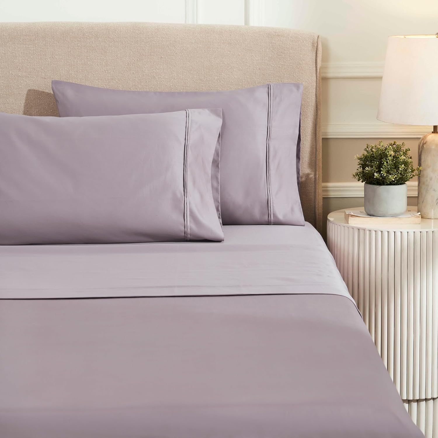 Superior 1200 Thread Count Egyptian Cotton Sheet Set, Bedroom Sheets, Home Essentials, Luxury Bedding, 1 Elastic Deep Pocket Fitted Bed Sheet, 1 Flat Sheet, 2 Pillowcases, California King, Zephyr