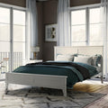 12 Inch Deluxe Full Size Bed Frame with Headboard, Mid Century Retro Style Brown Wood Platform Beds Frames, No Box Spring Needed, 13 Strong Wooden Slat Support, Easy Assembly (White, Full)