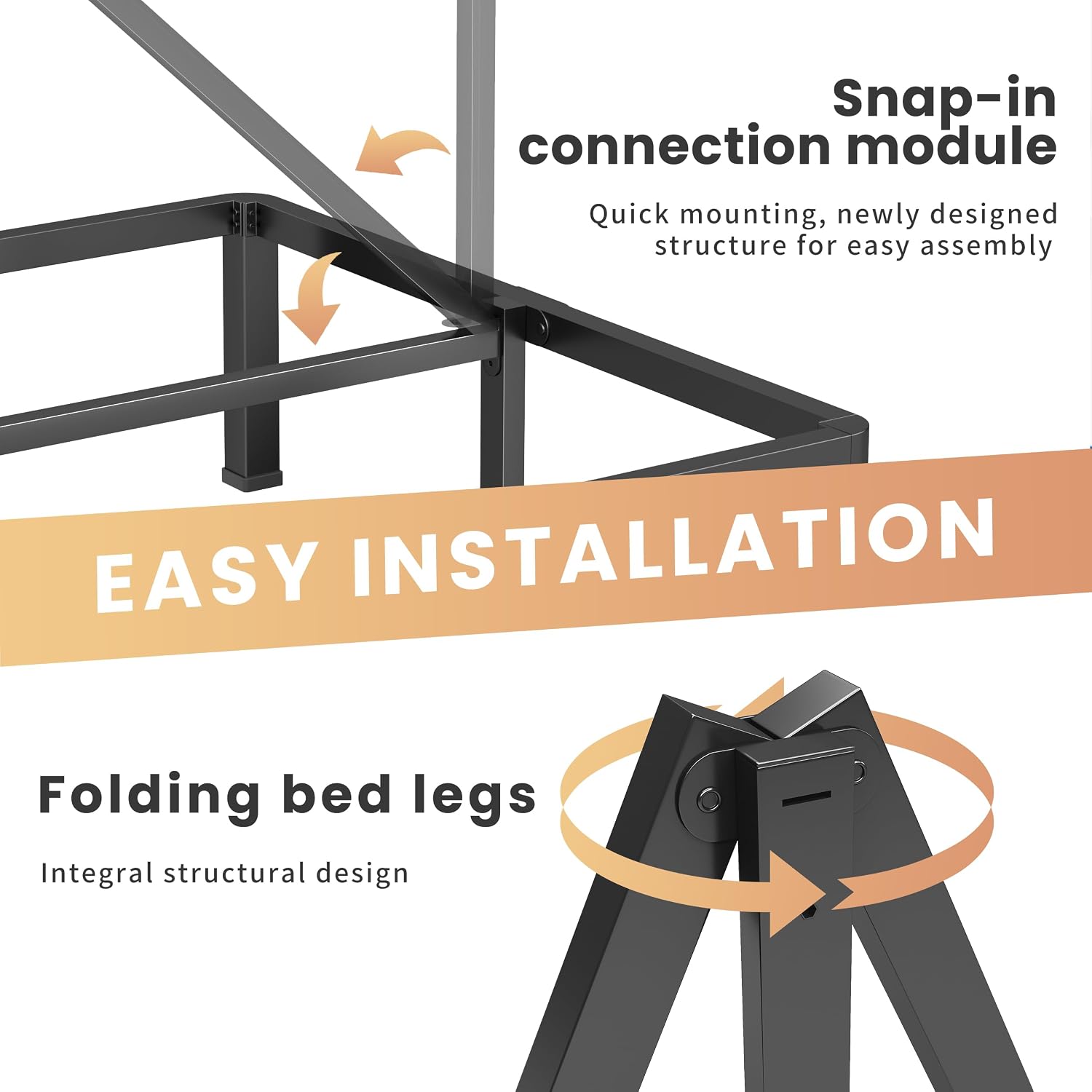 VIPSHOW 16 Inch Full Heavy Duty 3500 lbs Bed Frame with Round-Corner Legs & Anti-Squeak Design – Quick Assembly Metal Platform, No Box Spring Needed