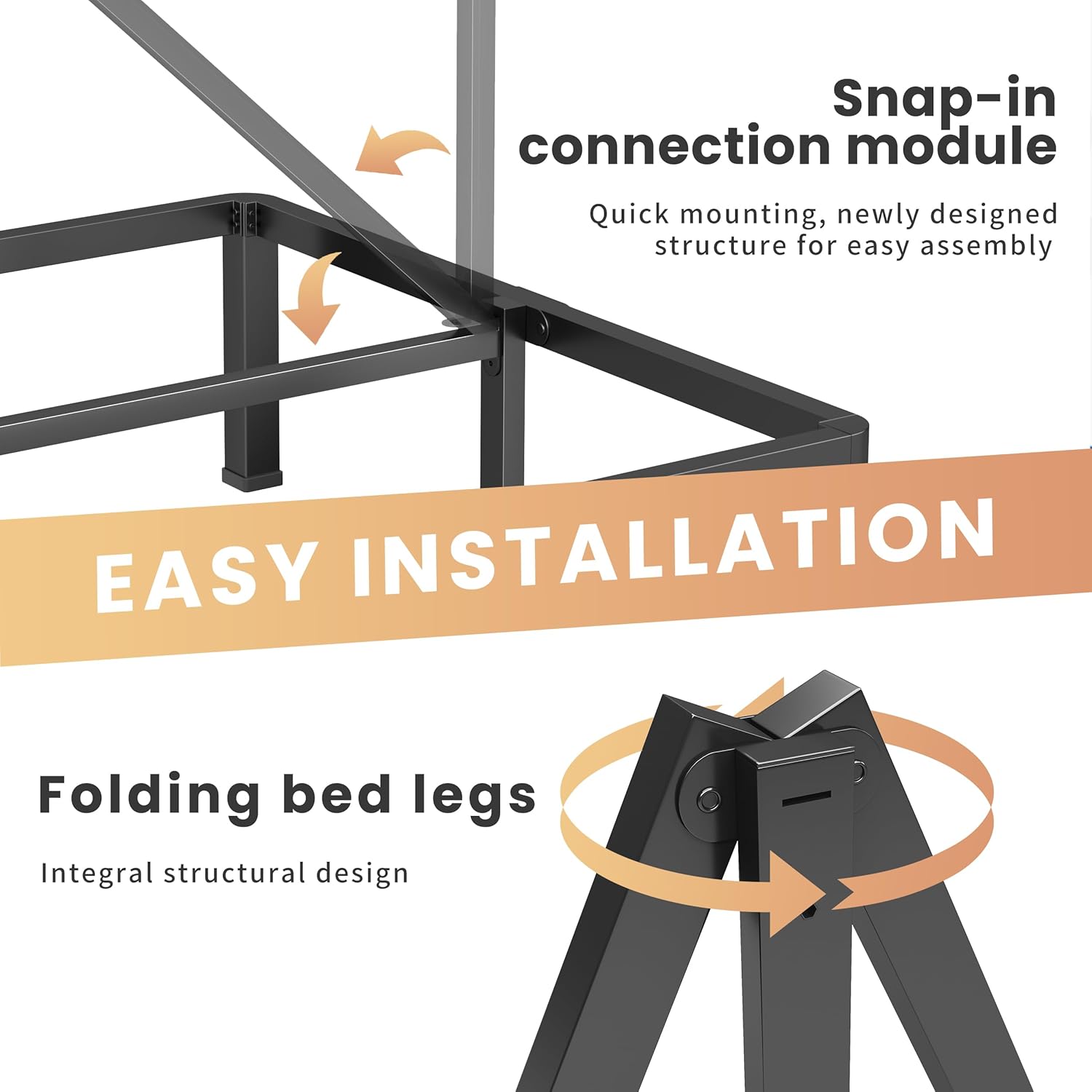 VIPSHOW 20 Inch Full Heavy Duty 3500 lbs Bed Frame with Round-Corner Legs & Anti-Squeak Design – Quick Assembly Metal Platform, No Box Spring Needed