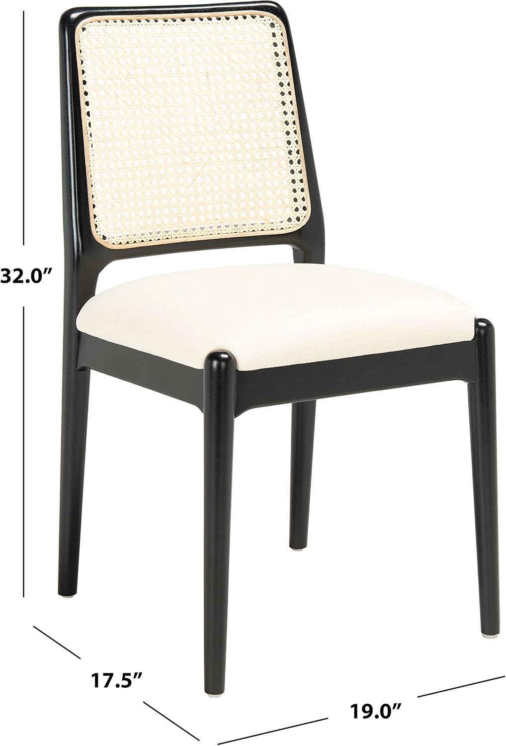 SAFAVIEH Home Collection Reinhardt Black Rattan/White Cushion Dining Chair (Set of 2) - Fully Assembled