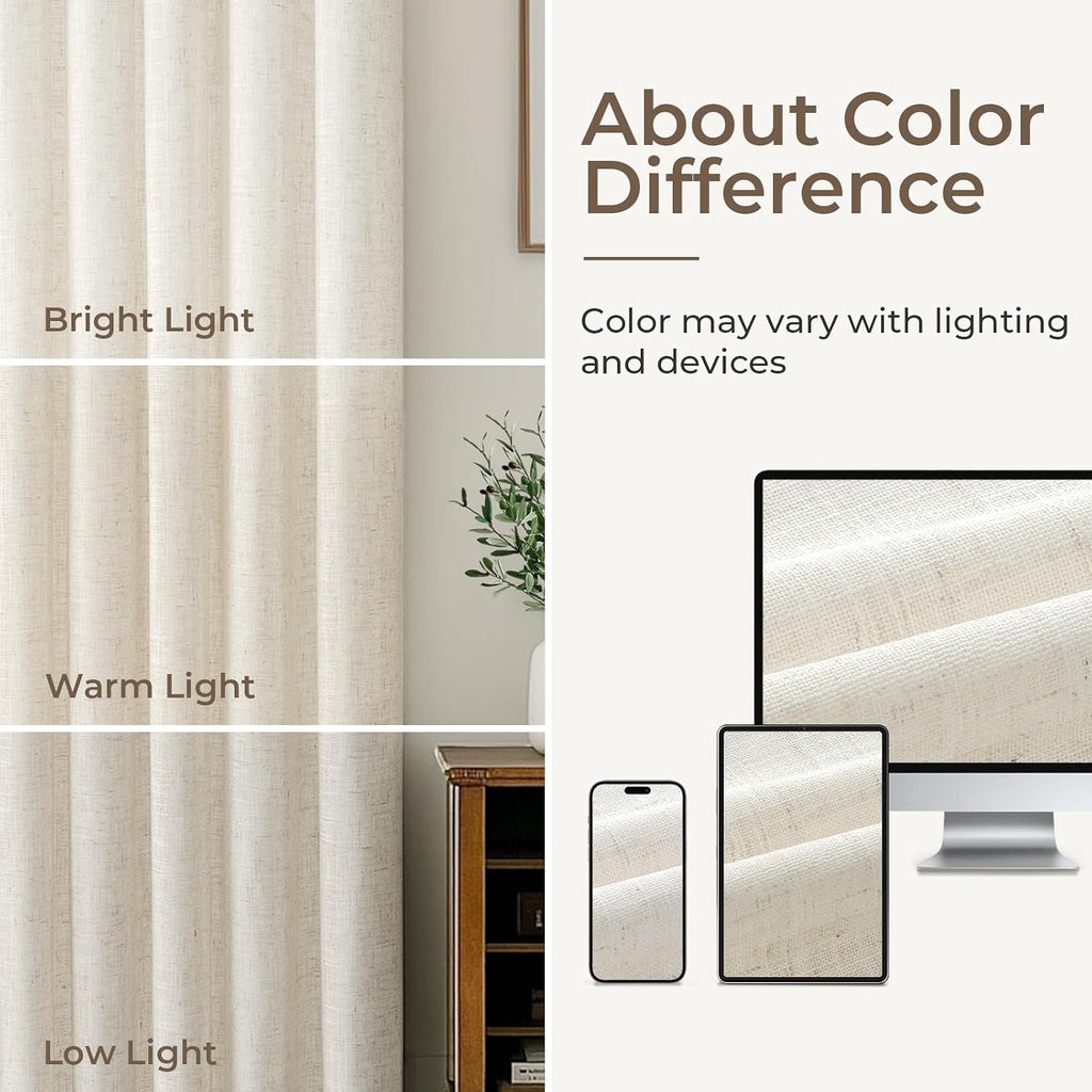 CAPALOCA Pinch Pleated Curtains Blackout, Linen Blackout Curtains 96 inches Long 2 Panels Set for Bedroom, Thermal Insulated Pinch Pleated Drapes for Living Room, 70' W x 96' L (Pack of 2), Natural