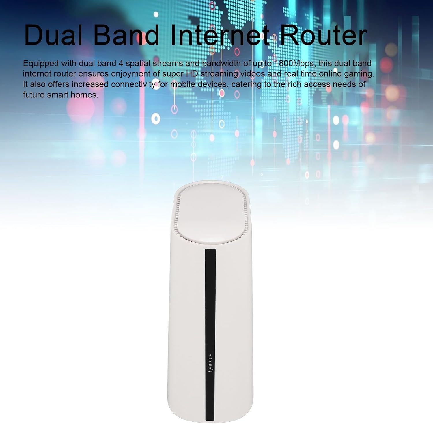 5G Wire Less Internet Router, Support 64 Users, Full Band Gigabit 2.4G Plus 5.8G CPE Dual Band WiFi6 Router for Home and Office (US Plug 100‑240V)