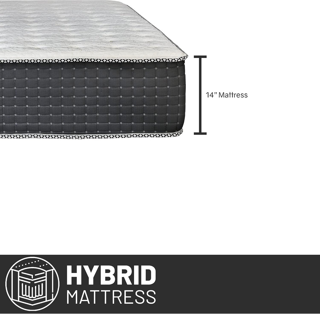 Nutan, 14-Inch Luxury Foam Encased Soft Hybrid Mattress, Pocket Coil Springs for Motion Isolation & Pressure Relief, Strong Edge Support, High Density Foam, 2' Fluffy Quilted Top, Twin, Black