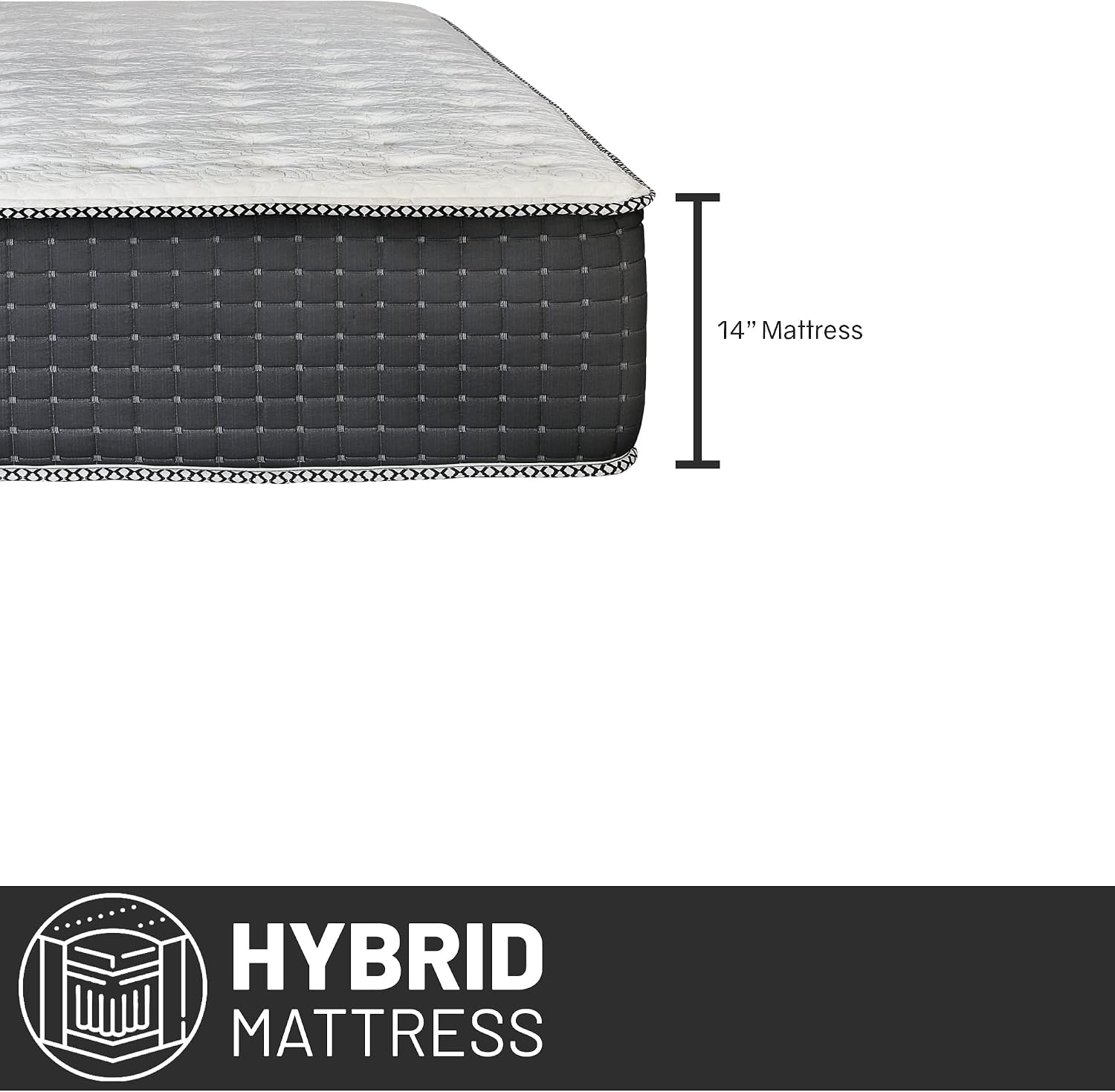Nutan, 14-Inch Luxury Foam Encased Soft Hybrid Mattress, Pocket Coil Springs for Motion Isolation & Pressure Relief, Strong Edge Support, High Density Foam, 2' Fluffy Quilted Top, 44-Inch, Black