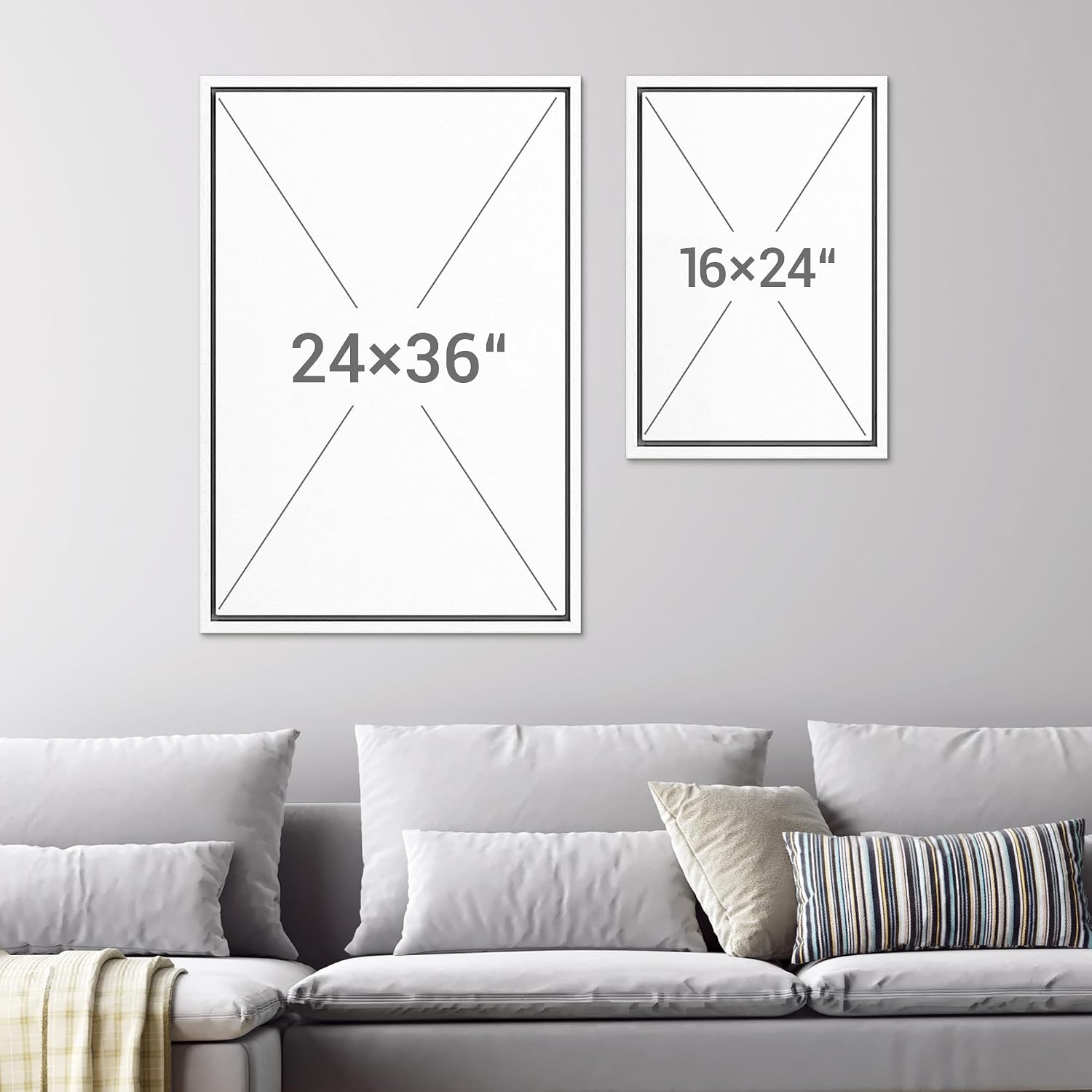 SIGNWIN Framed Wall Art Print Set Beige & Gold Horizon Abstract Minimalist Illustrations Modern Art Chic Multicolor for Living Room, Bedroom, Office - 24'x36'x3 White