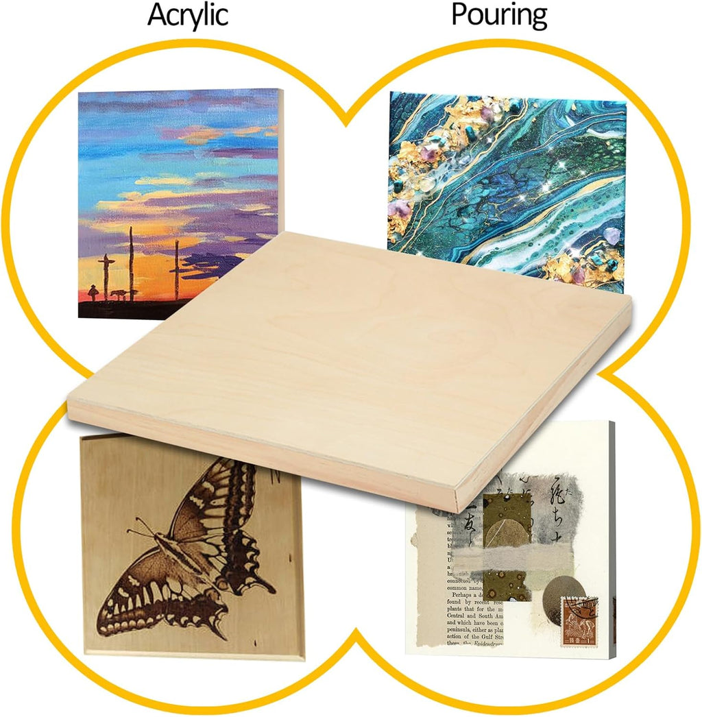 2 Pack Unfinished Wooden Canvas Panels, 30x30 Gallery Birch Wood Panels Kit, 1 1/2' Deep Art Cradle Boards for Acrylic Painting, Pouring and Burning