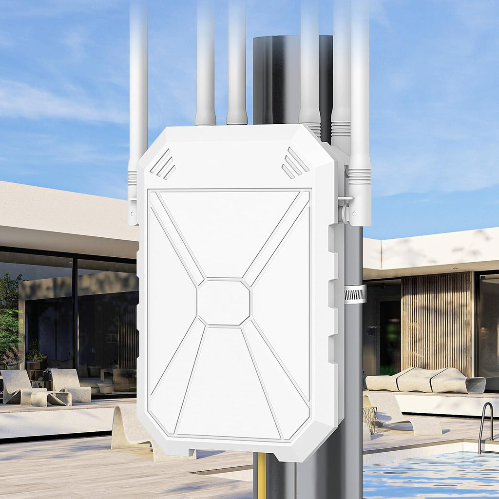 AX1800 Outdoor WiFi 6 Extender, High Power Outdoor WiFi Extender Signal Booster, Long Range Outdoor WiFi Access Point, IP67 Weatherproof, PoE Power Supply, for Starlink, Cameras, Patio, Camping,RV