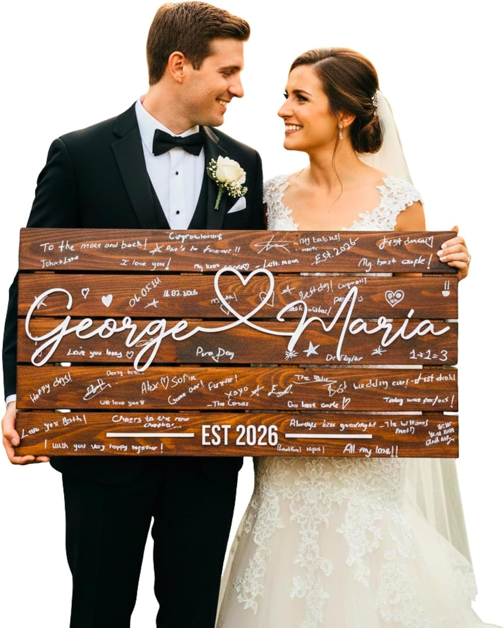 Personalized Unique Wedding Guest Book Alternative, Custom Pallet Wedding Guestbook Sign, Wooden 3D Last Name Plaque for Reception Decor, Rustic Meaningful Guestbook Idea for Signatures & Well Wishes (XL - 33.5x17.5')