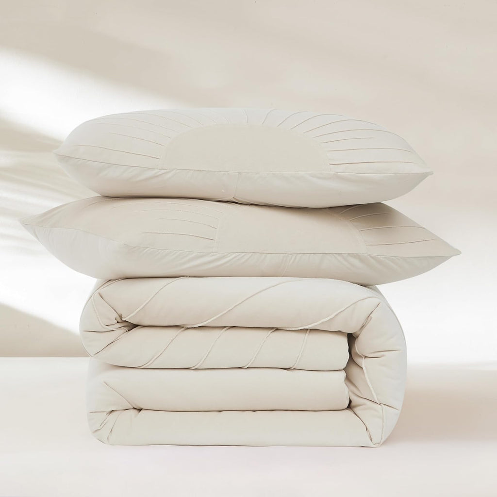 Lush Decor x Chuks Collins Solar Drift Velvet Comforter 3 Piece Set Queen Cream - Queen Comforter Set - Velvet Bedding Set - White Comforter - Sun Design - Luxury Bedding