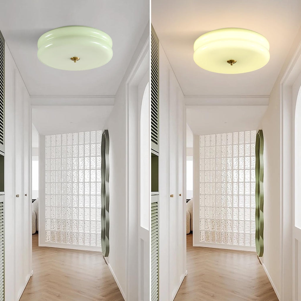 KCO Lighting Mid Century Modern LED Ceiling Lights Mint Green Glass Ceiling Lamp Large Hallway Ceiling Light Nordic Vintage Round Semi Flush Ceiling Light Fixture