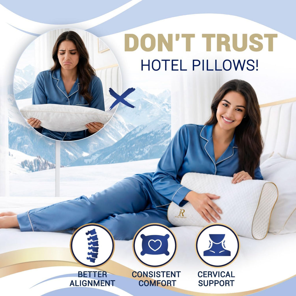 Royal Therapy Travel Memory Foam Pillow 2-Pack, Neck Pillow Bamboo Adjustable Side Sleeper Pillow