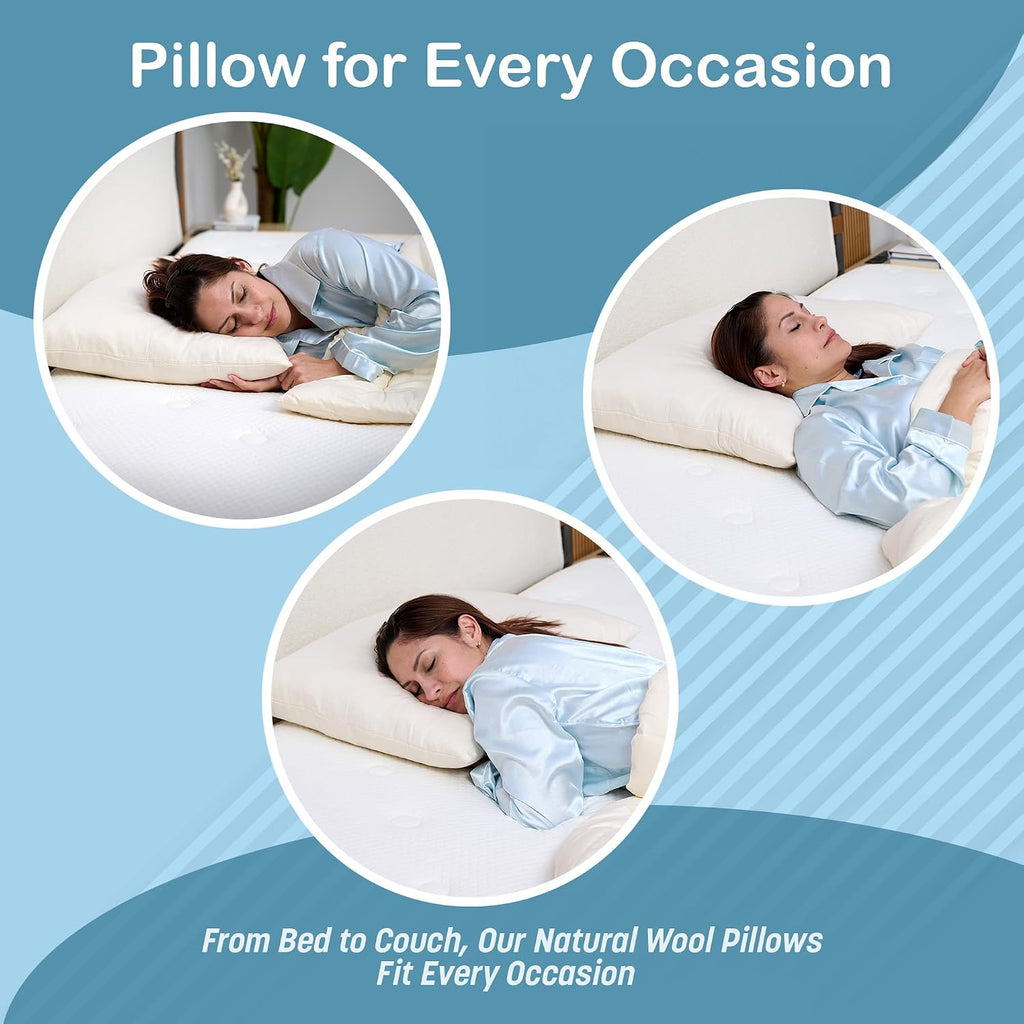 Turmerry Natural Wool Filled Pillows Size: Queen 20X30, Firmness: Regular